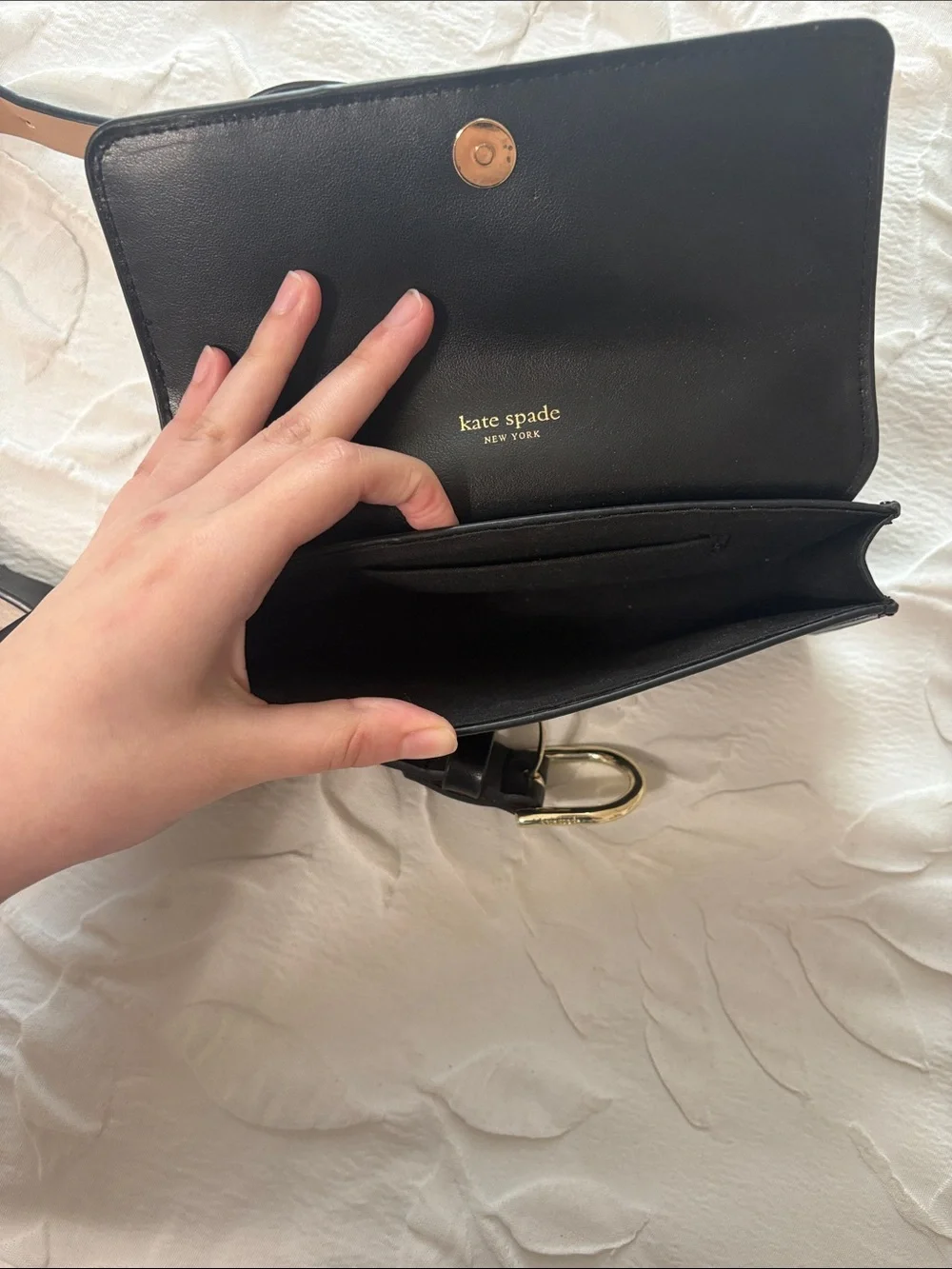 Kate spade Black Women's Leather Crossbody Bag with Bow Accent